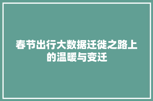 春节出行大数据迁徙之路上的温暖与变迁