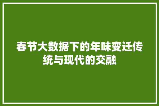 春节大数据下的年味变迁传统与现代的交融