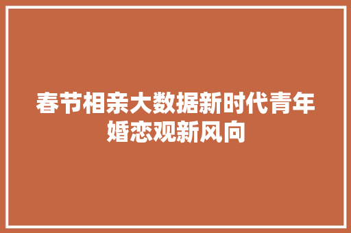 春节相亲大数据新时代青年婚恋观新风向