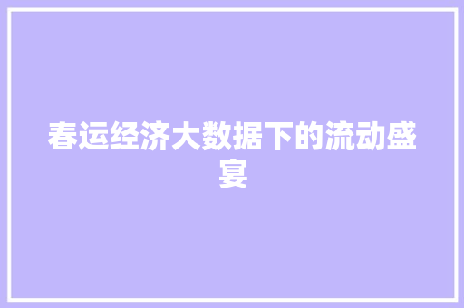 春运经济大数据下的流动盛宴