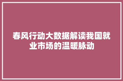 春风行动大数据解读我国就业市场的温暖脉动