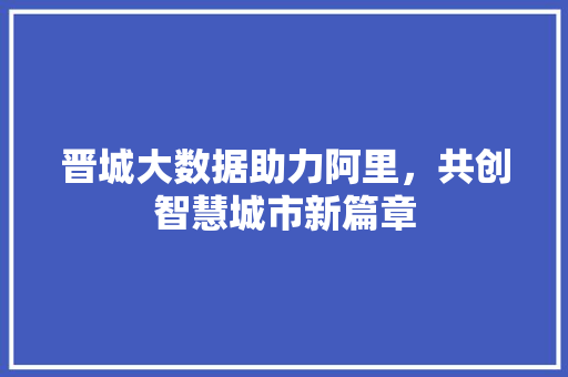 晋城大数据助力阿里，共创智慧城市新篇章