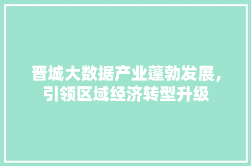 晋城大数据产业蓬勃发展，引领区域经济转型升级