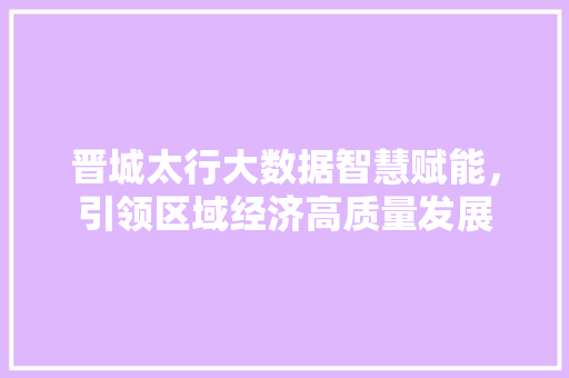 晋城太行大数据智慧赋能，引领区域经济高质量发展