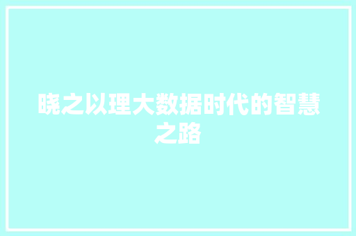 晓之以理大数据时代的智慧之路