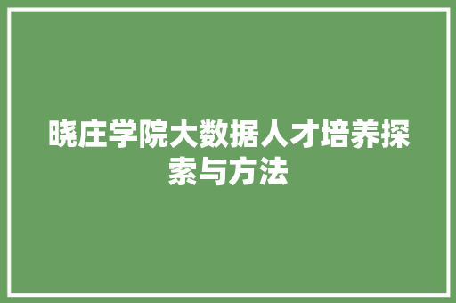 晓庄学院大数据人才培养探索与方法