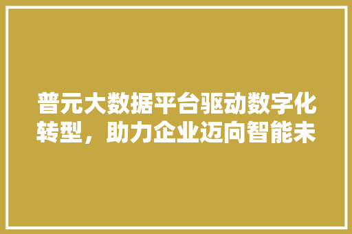 普元大数据平台驱动数字化转型，助力企业迈向智能未来
