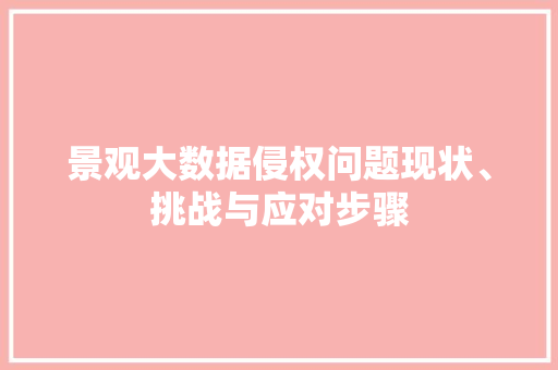 景观大数据侵权问题现状、挑战与应对步骤