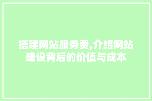 搭建网站服务费,介绍网站建设背后的价值与成本