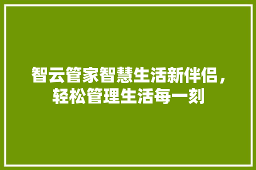 智云管家智慧生活新伴侣，轻松管理生活每一刻