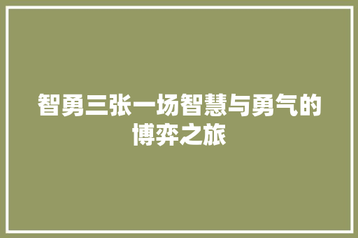 智勇三张一场智慧与勇气的博弈之旅