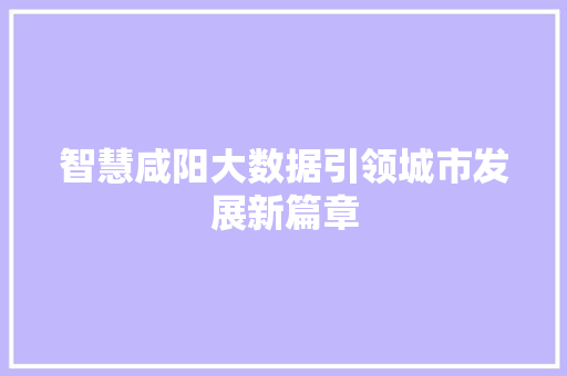 智慧咸阳大数据引领城市发展新篇章