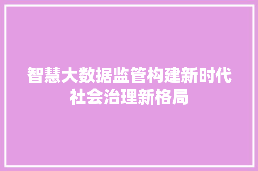 智慧大数据监管构建新时代社会治理新格局