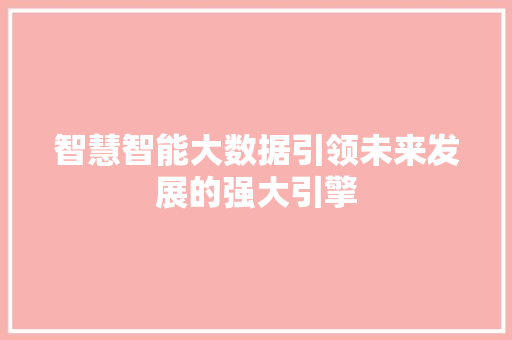 智慧智能大数据引领未来发展的强大引擎
