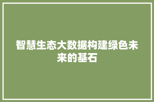 智慧生态大数据构建绿色未来的基石