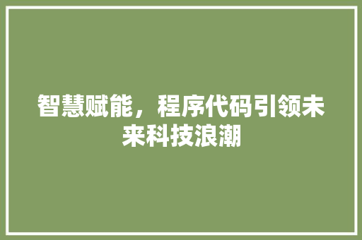 智慧赋能，程序代码引领未来科技浪潮
