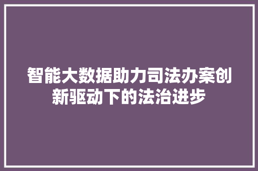 智能大数据助力司法办案创新驱动下的法治进步