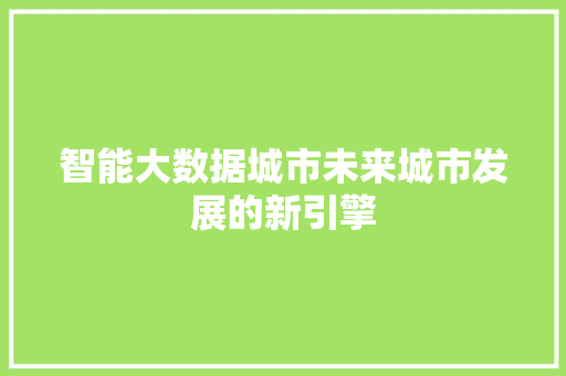 智能大数据城市未来城市发展的新引擎