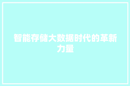 智能存储大数据时代的革新力量