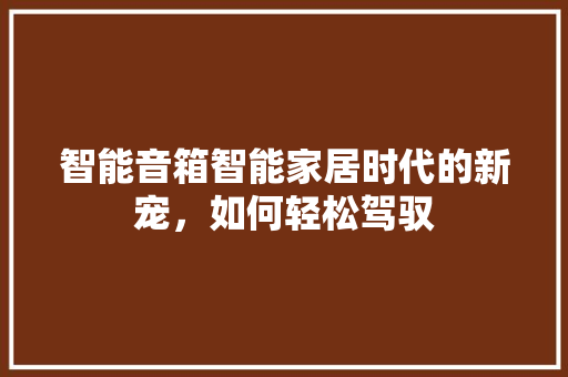 智能音箱智能家居时代的新宠，如何轻松驾驭