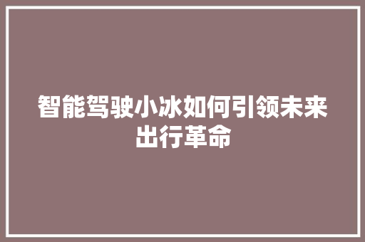 智能驾驶小冰如何引领未来出行革命