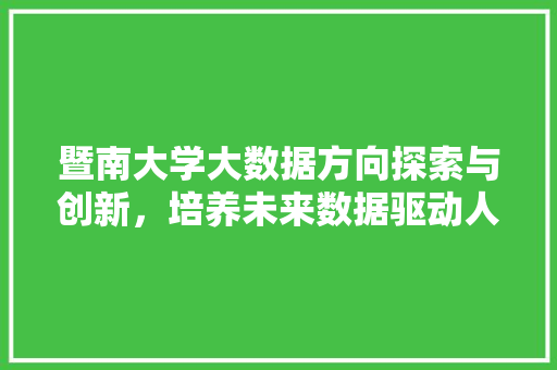 暨南大学大数据方向探索与创新，培养未来数据驱动人才