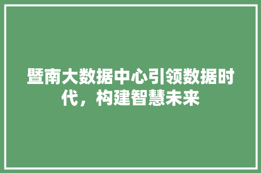 暨南大数据中心引领数据时代，构建智慧未来