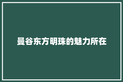 曼谷东方明珠的魅力所在