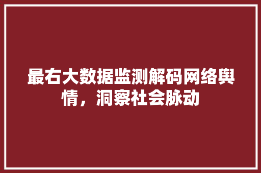 最右大数据监测解码网络舆情，洞察社会脉动