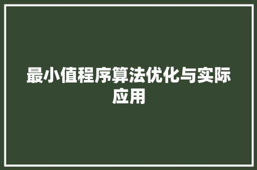 最小值程序算法优化与实际应用