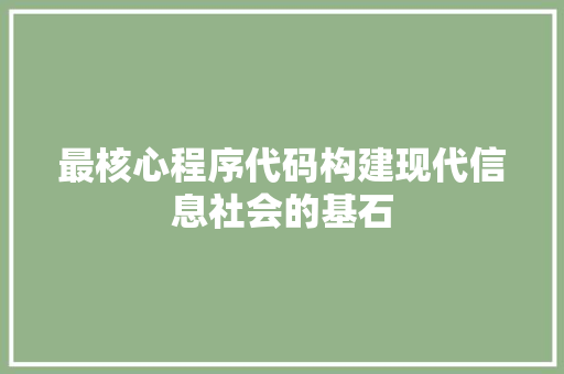 最核心程序代码构建现代信息社会的基石