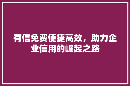 有信免费便捷高效，助力企业信用的崛起之路