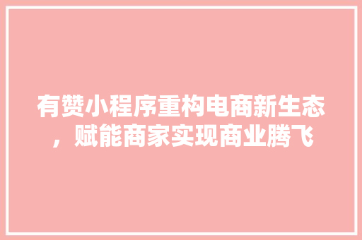 有赞小程序重构电商新生态，赋能商家实现商业腾飞