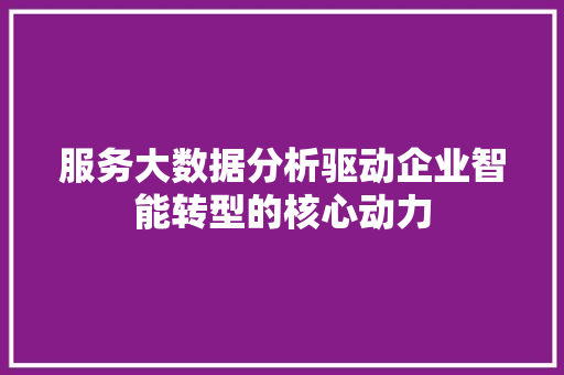 服务大数据分析驱动企业智能转型的核心动力
