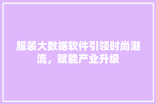 服装大数据软件引领时尚潮流，赋能产业升级