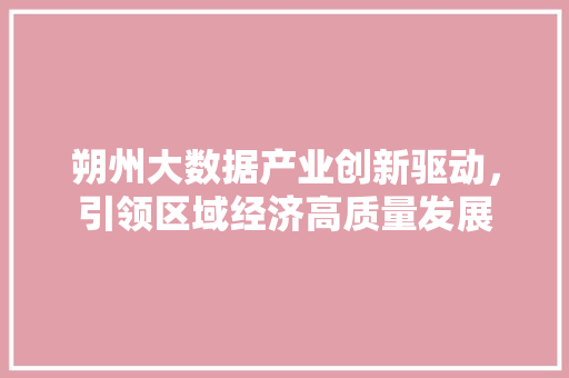朔州大数据产业创新驱动，引领区域经济高质量发展