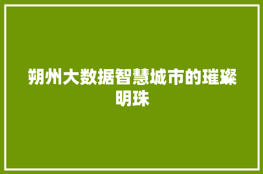 朔州大数据智慧城市的璀璨明珠