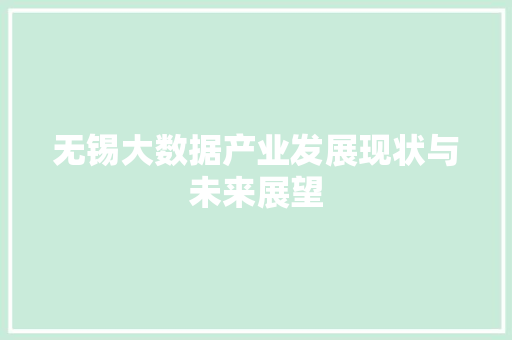 无锡大数据产业发展现状与未来展望