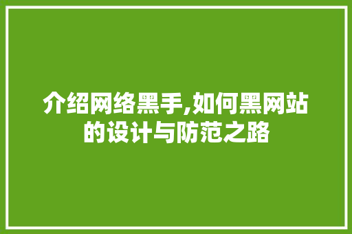 介绍网络黑手,如何黑网站的设计与防范之路 网站建设