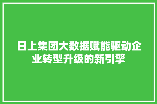 日上集团大数据赋能驱动企业转型升级的新引擎