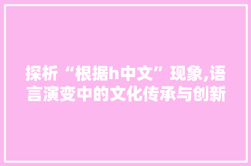 探析“根据h中文”现象,语言演变中的文化传承与创新