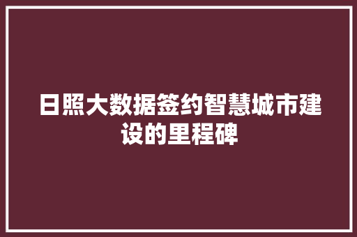 日照大数据签约智慧城市建设的里程碑