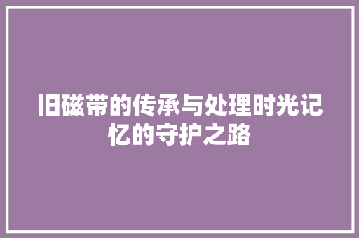 旧磁带的传承与处理时光记忆的守护之路