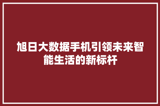 旭日大数据手机引领未来智能生活的新标杆
