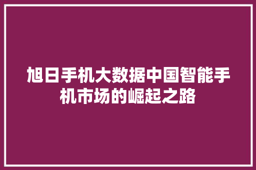 旭日手机大数据中国智能手机市场的崛起之路