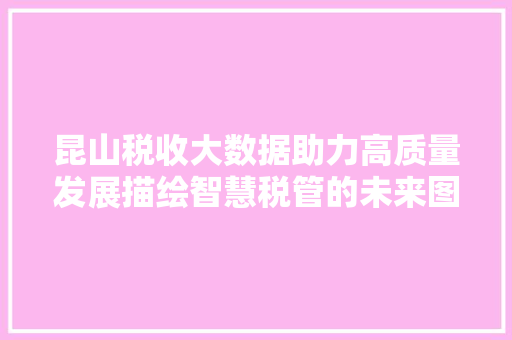 昆山税收大数据助力高质量发展描绘智慧税管的未来图景
