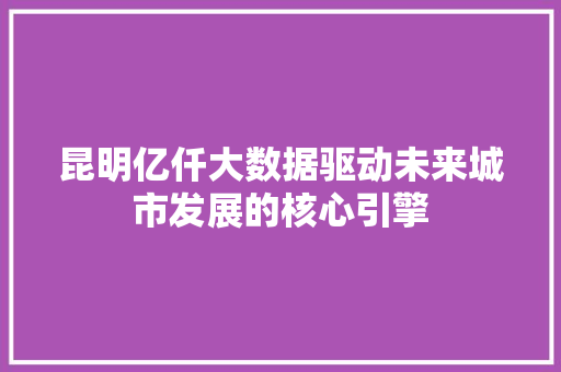 昆明亿仟大数据驱动未来城市发展的核心引擎