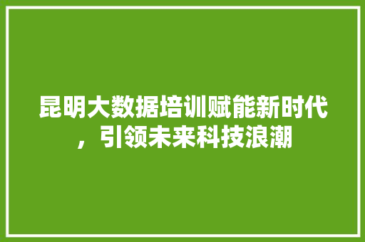 昆明大数据培训赋能新时代，引领未来科技浪潮