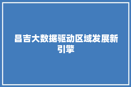 昌吉大数据驱动区域发展新引擎