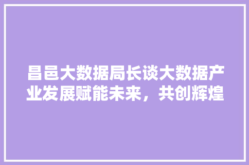 昌邑大数据局长谈大数据产业发展赋能未来，共创辉煌